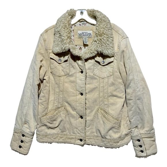 Women’s Vintage Y2K New York Classics Corduroy Trucker-Sherpa Jacket - Picture 1 of 5